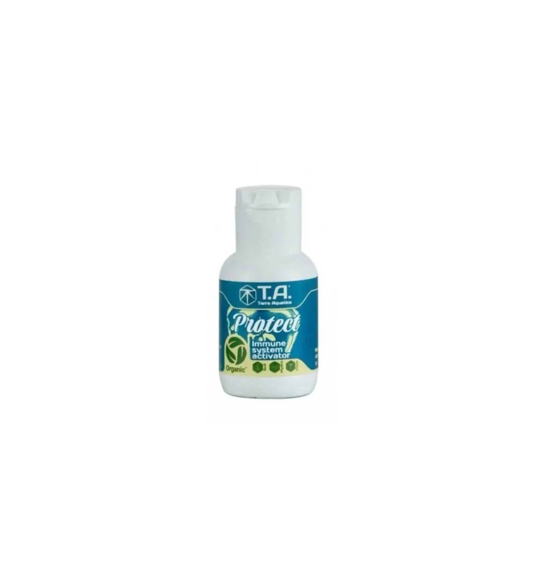 Terra Aquatica Protect Dünger in 30 ml Flasche, ideal für gesunde Pflanzen, zeigt die Flasche mit Produktetikett.