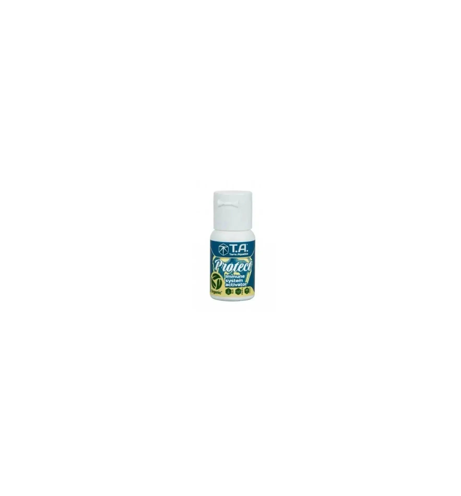 Terra Aquatica Protect Dünger Flasche mit 30 ml für gesunde Pflanzen, auf dem Bild sichtbar.