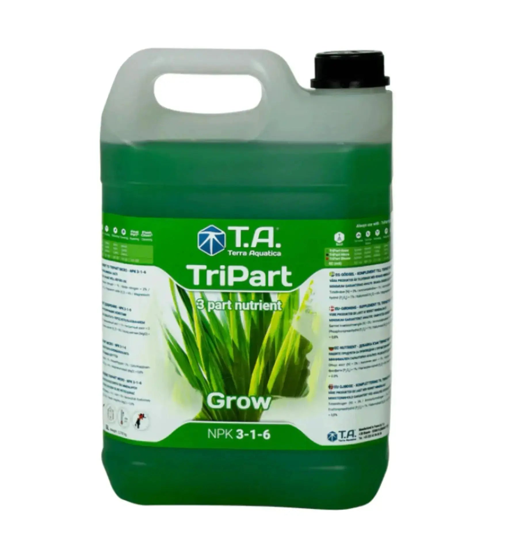 Terra Aquatica TriPart® Grow Dünger in 500 ml Flasche, flüssiger PflanzenNährstoff für gesundes Wachstum, sichtbar in der Flasche
