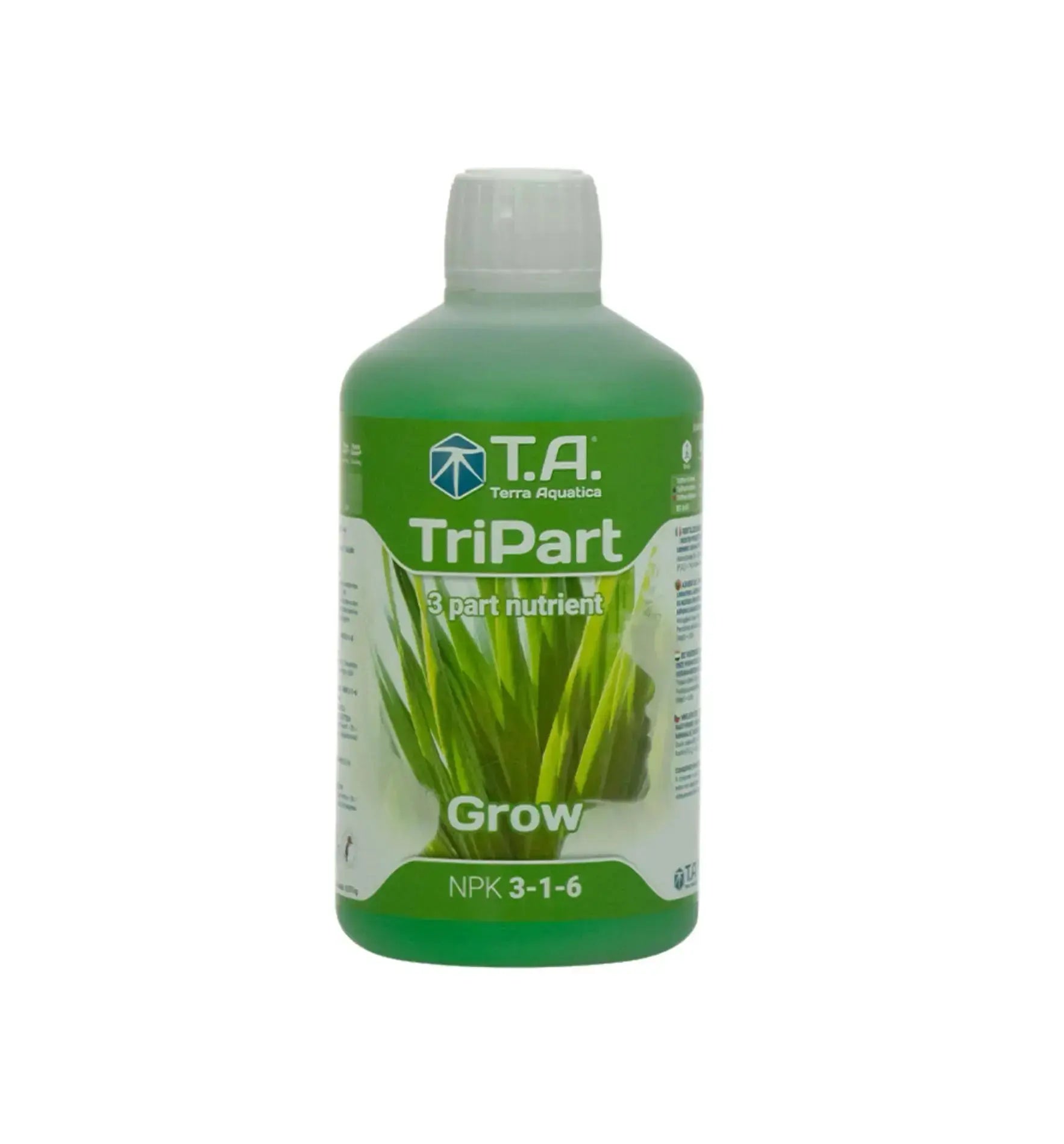 Flasche Terra Aquatica TriPart® Grow Dünger, 500 ml, für gesunde Pflanzen und optimales Wachstum.