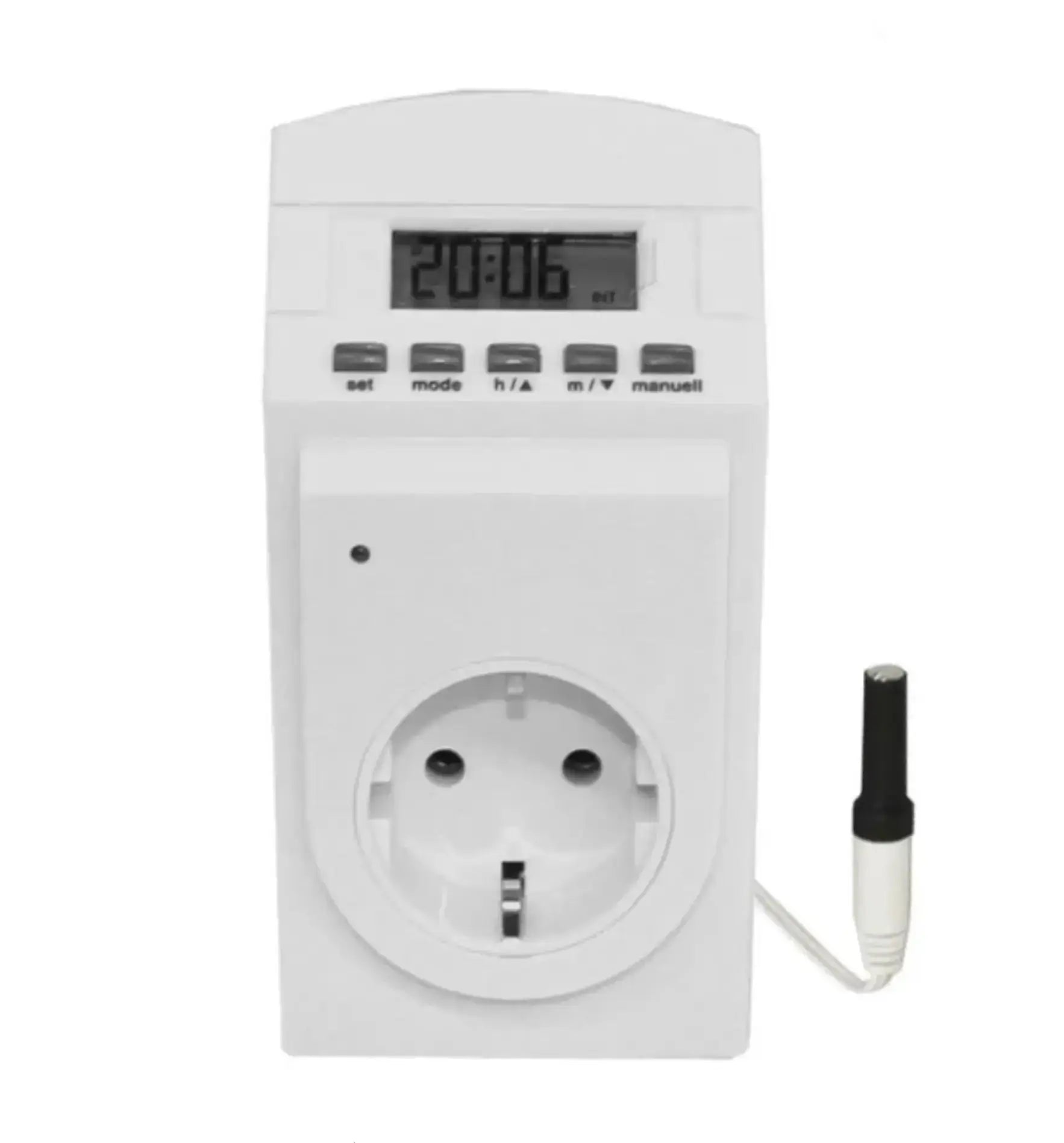 TFA Dostman Thermo Timer für Heizmatten und Bodenheizkabel, digitales Thermostat mit Timer-Funktion, zeigt Display und Bedienelemente.