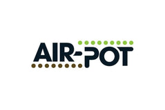 Logo des AIR-POT mit modernem Design und grünen sowie braunen Akzenten für die Pflanzenpflege.