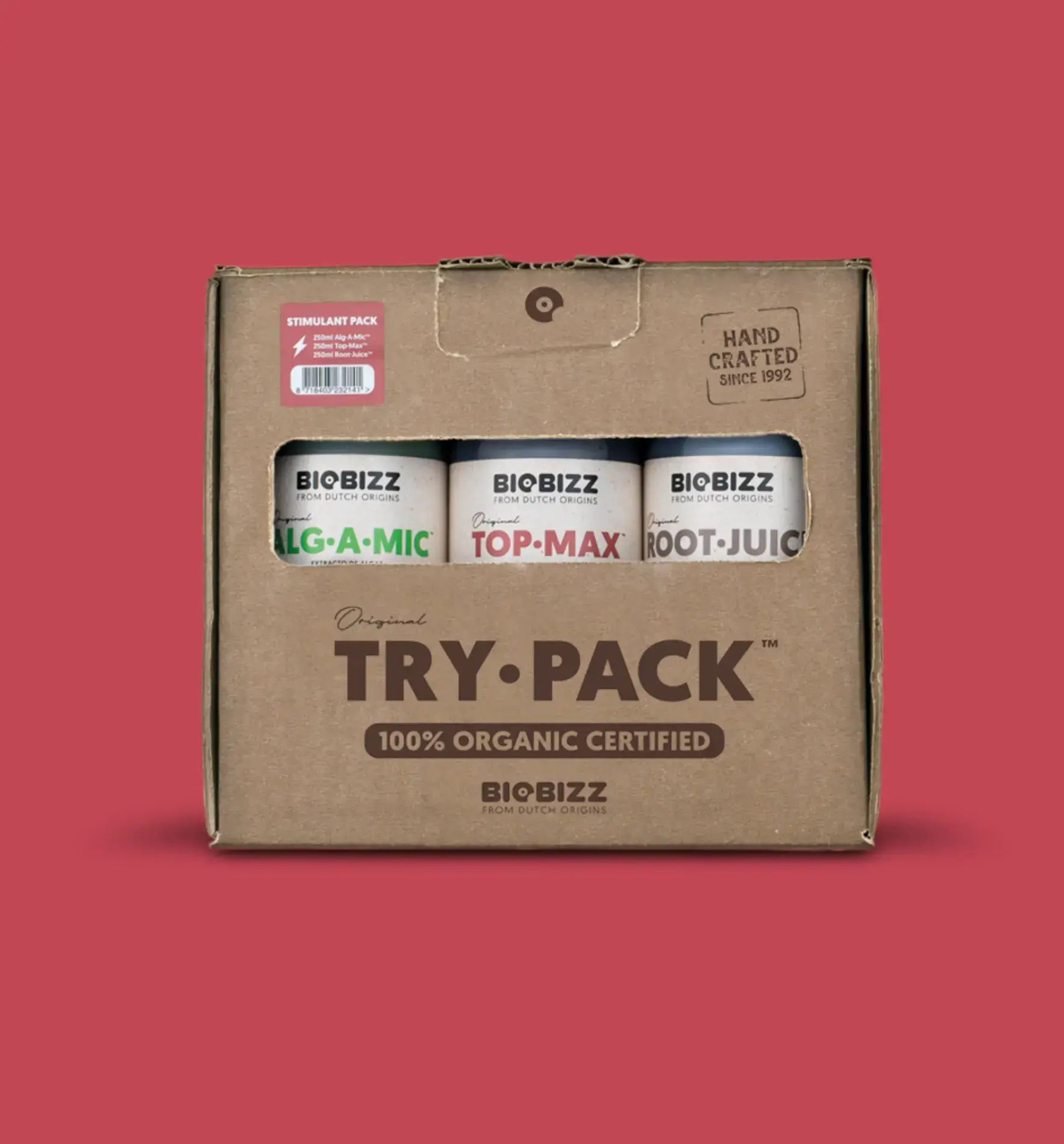 BioBizz Try Pack Stimulants Set mit ILG-A-MIC, TOP-MAX und ROOT-JUICE für Pflanzenpflege.