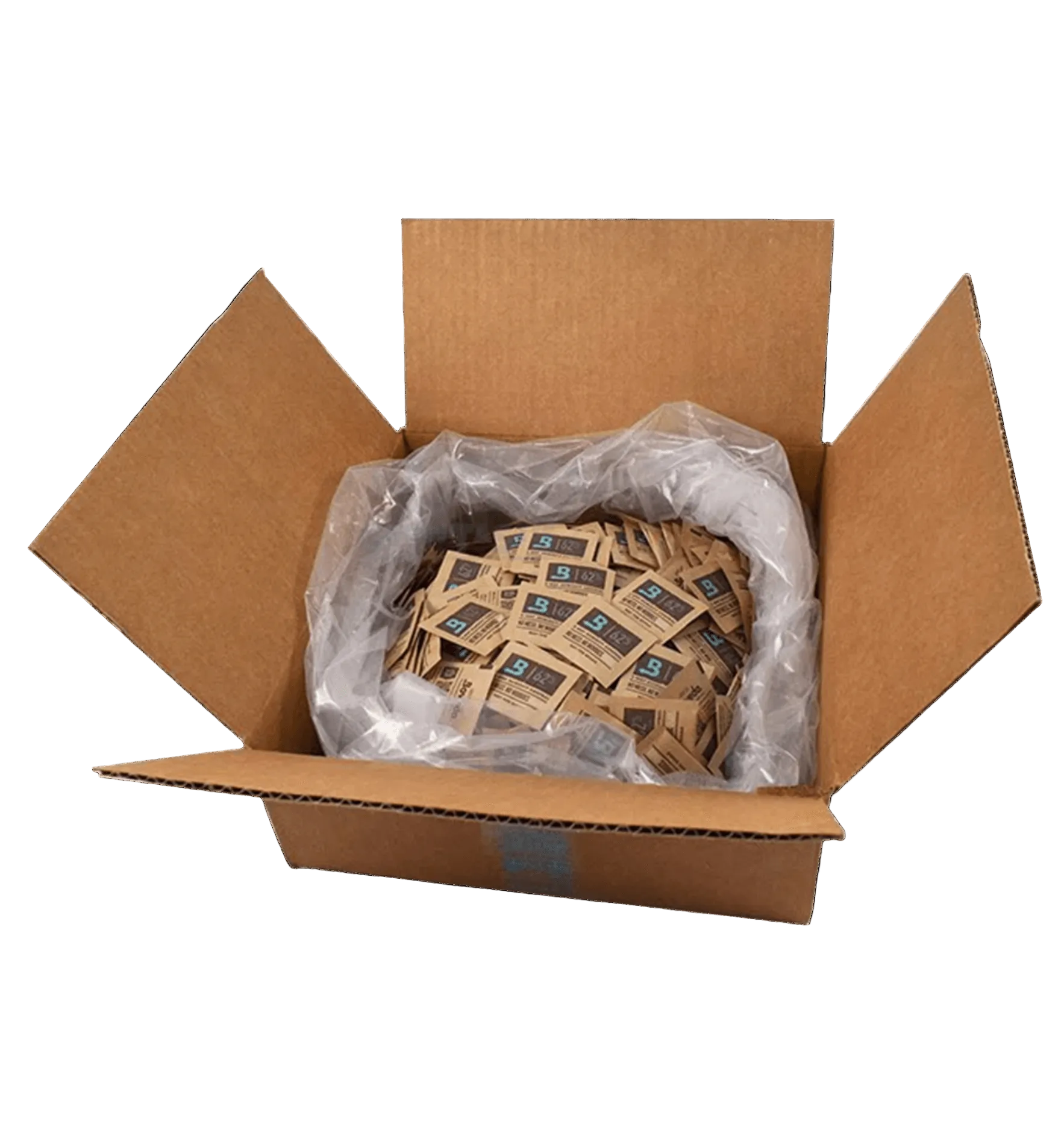 Offene Verpackung mit Boveda 62% Humidy Pack für konstante Luftfeuchtigkeit.