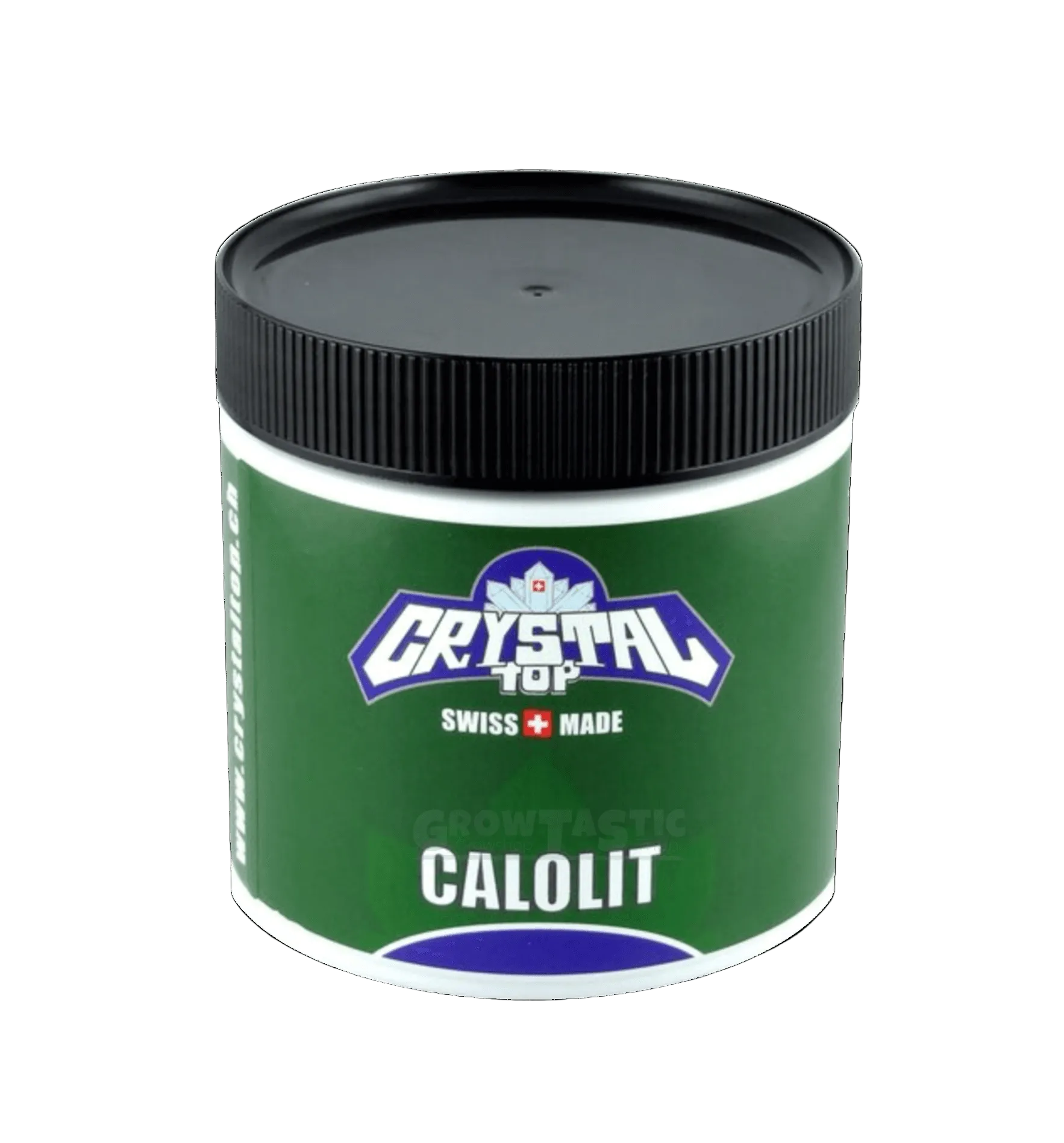 Calolit von Crystal Top, Schweizer Produkt in einem grünen Behälter für optimale Ergebnisse im Growshop.