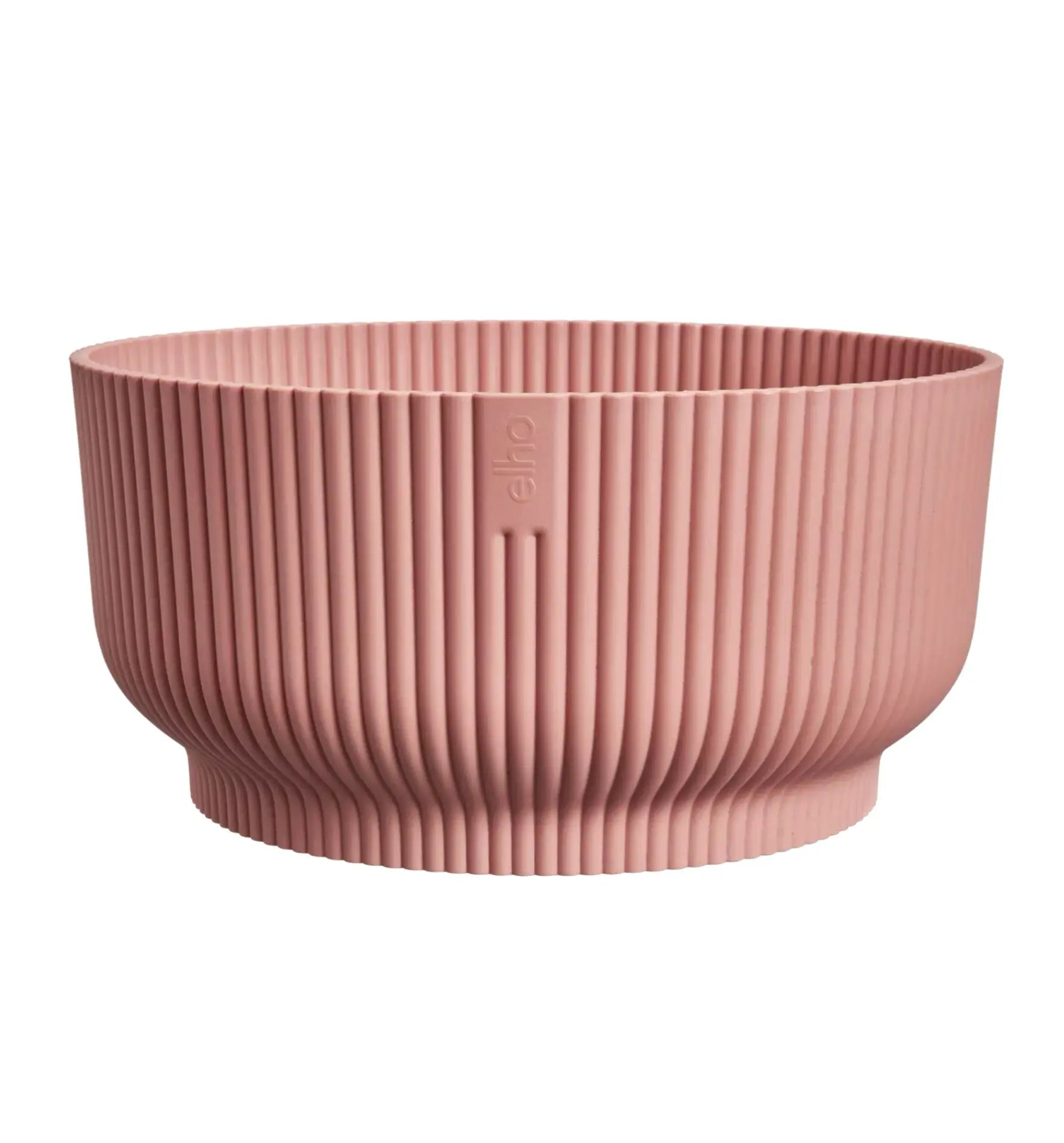 Elho Vibes Fold Bowl Pflanztopf aus Kunststoff, runde Form, mit grünem Design, ideal für Zimmerpflanzen, auf weißem Hintergrund