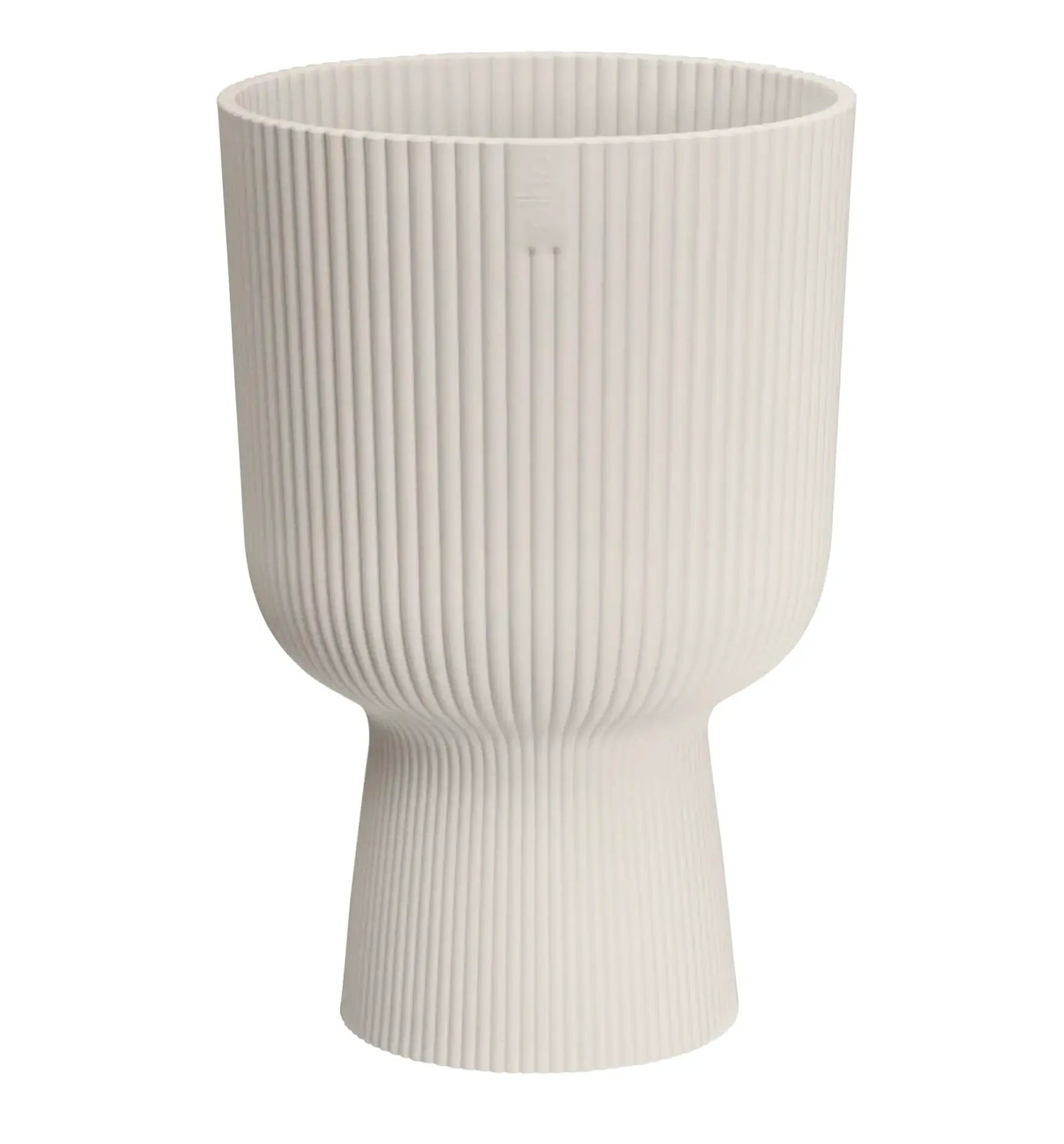 Elho Vibes Fold Coupe Pflanztopf aus Kunststoff in grauer Farbe, mit abgerundeter Form und faltbarem Design.