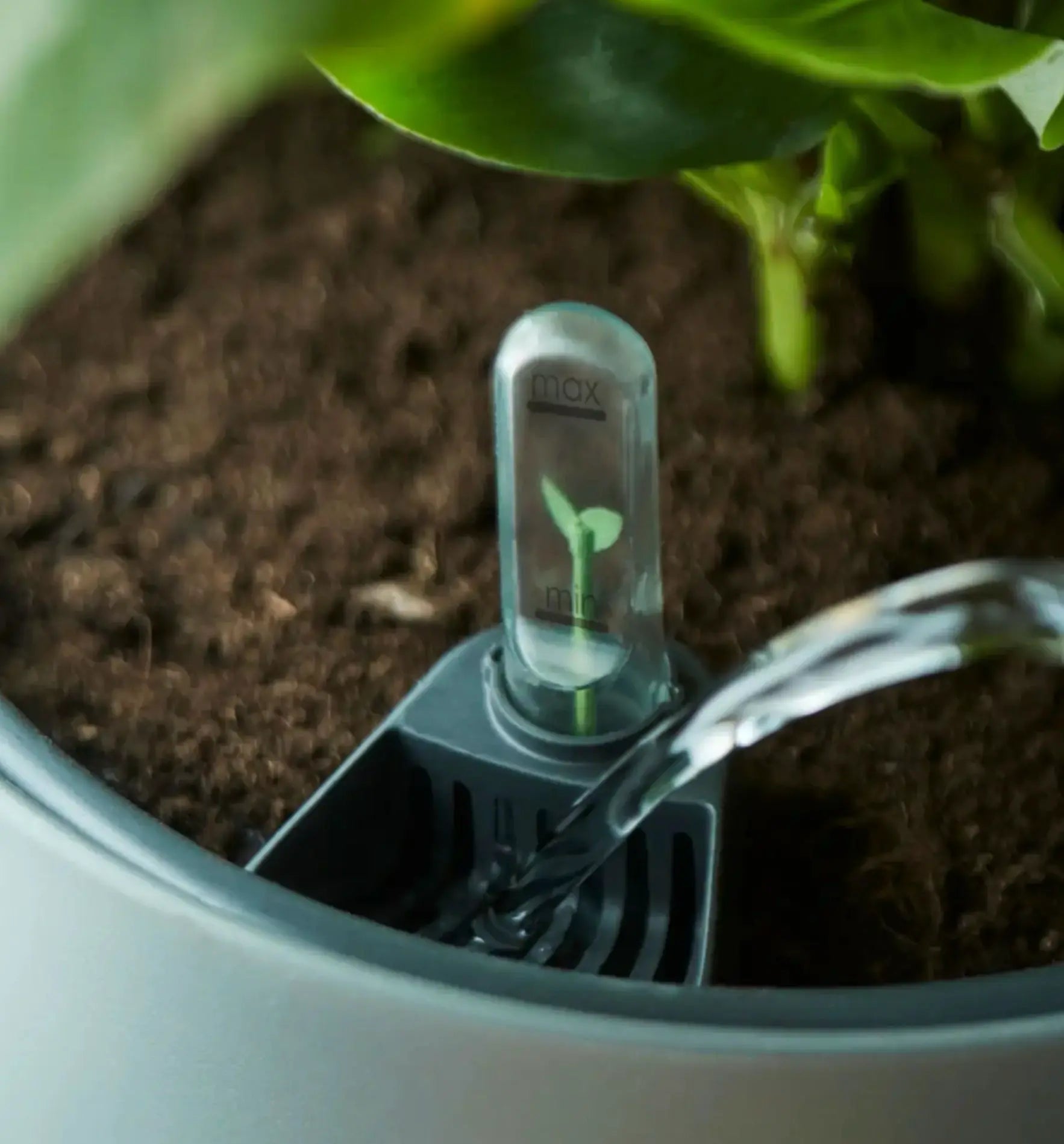 Elho Selbstbewässerungssystem, modernes Bewässerungssystem für Pflanzen, mit Wasserbehälter und Schlauch, in funktionalem Design