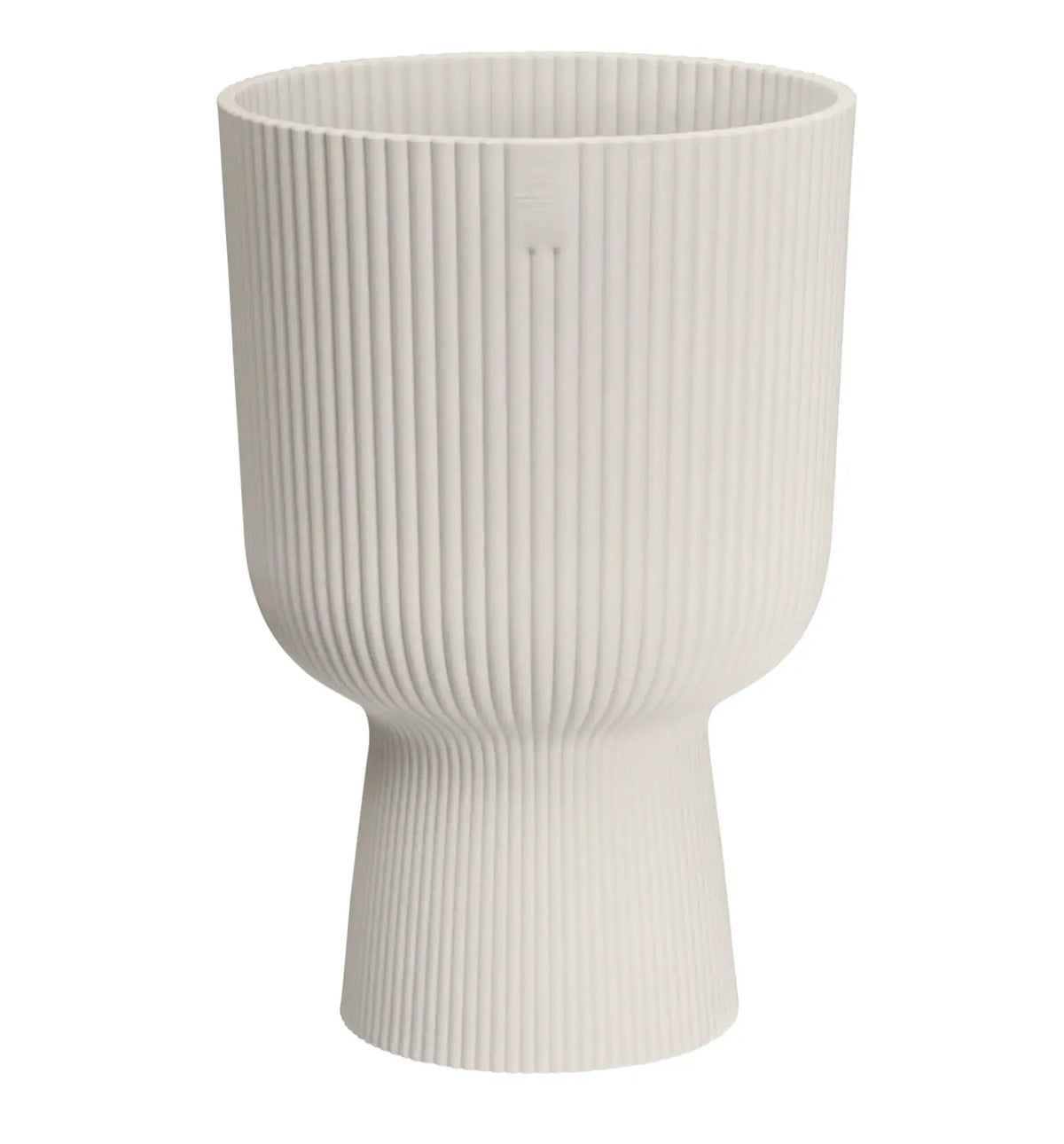 Elho Vibes Fold Coupe Pflanztopf aus Kunststoff in grauer Farbe, mit abgerundeter Form und faltbarem Design.