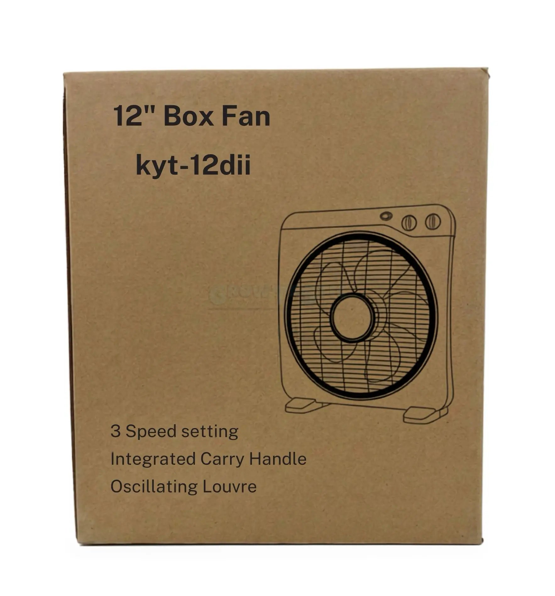 30 cm Box Fan KYT-12DII – Ventilator mit Timer & rotierendem Frontgitter