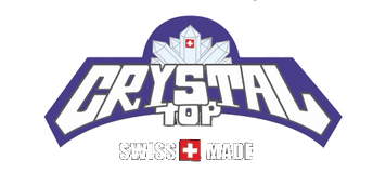Logo von Crystal Top, Swiss Made, mit einer kristallähnlichen Grafik und prominenter Schrift.
