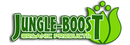 Logo von Jungle-Boost für organische Produkte, grüne Farben und moderne Schriftart.