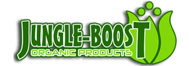 Logo von Jungle-Boost für organische Produkte, grüne Farben und moderne Schriftart.