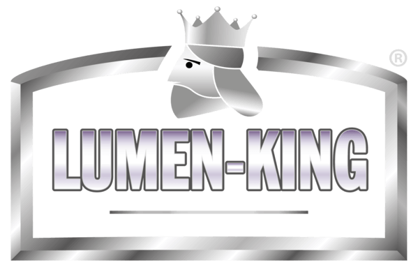 Logo von LUMEN-KING, einer Marke für Beleuchtung im Growshop-Bereich mit einem kühlen, königlichen Design.