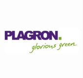 Logo von Plagron mit dem Slogan 'glorious green' für den Growshop und Gartenbedarf.