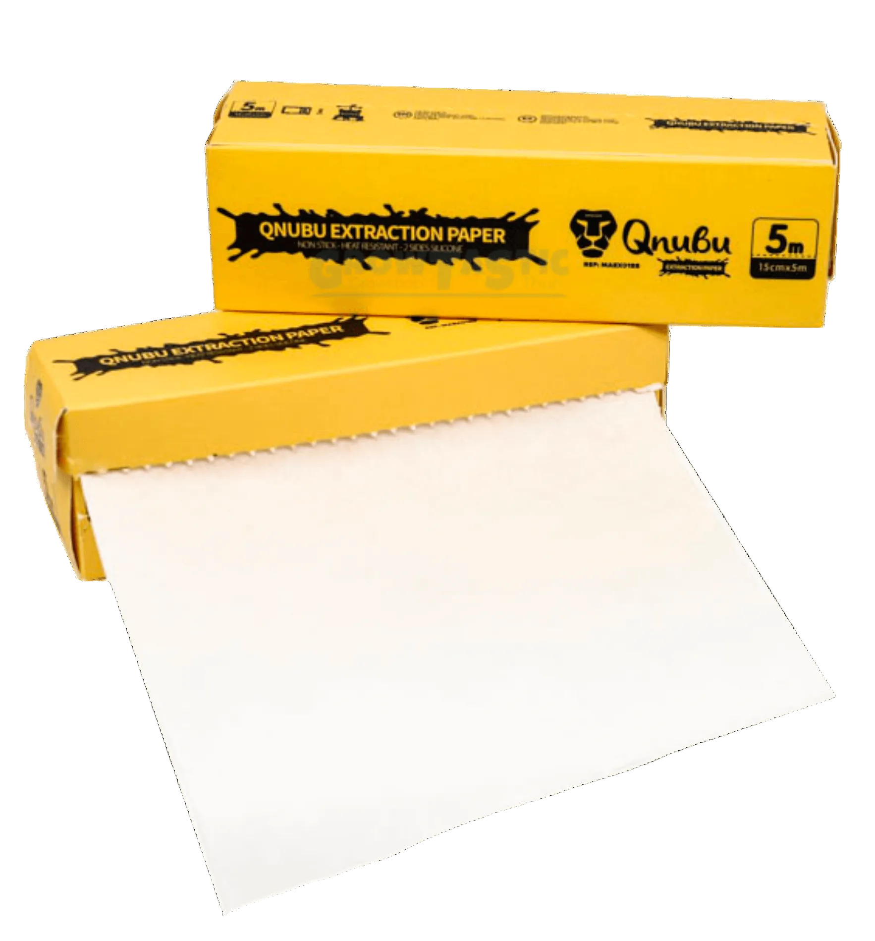 Qnubu Extraction Paper in a yellow box, 5m long and 10cm wide, ideal for extraction processes.