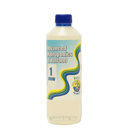 Flüssigdünger Advanced Hydroponics Dutch Formula 1 Grow in 1-Liter-Flasche, für optimales Pflanzenwachstum.