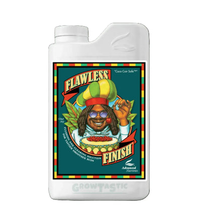 Flawless Finish® Dünger von Advanced Nutrients in 250 ml Flasche, zeigt die Produktverpackung auf weißem Hintergrund