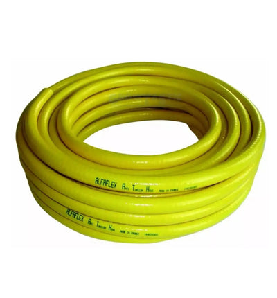 Gelber Alfaflex Schlauch, 12,5 mm Durchmesser, flexible Gartenschlauch für Bewässerung und Wassertransport.