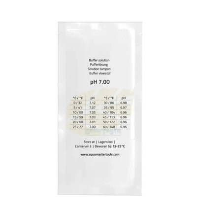 Aquamaster pH Kalibrierflüssigkeit, 100 ml, zur präzisen pH-Wert-Justierung in Wasseranalysen, in transparenter Flasche.