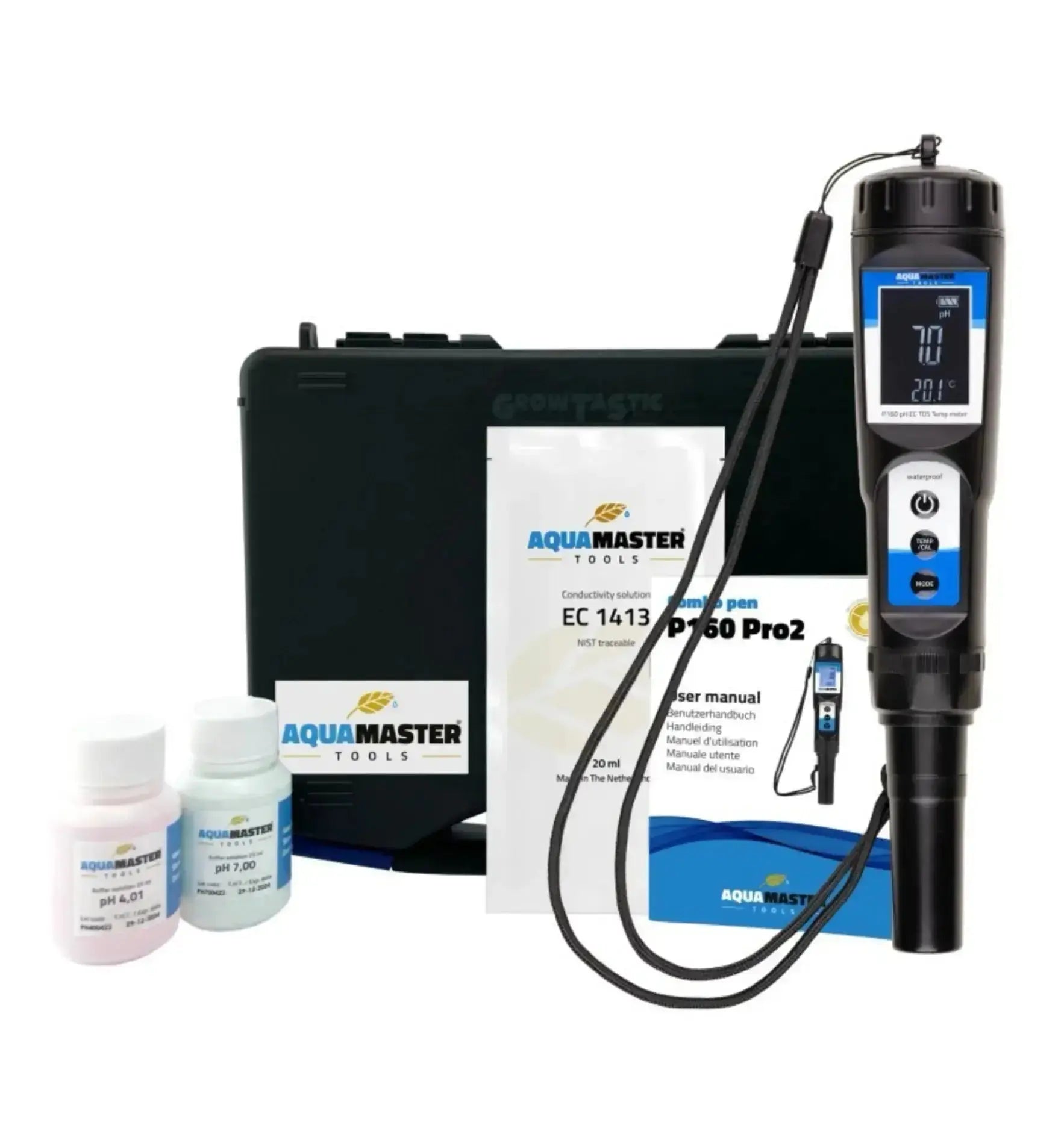 Aquamaster Tools Combo Pen P160 Pro 2 Messgerät, handliches Elektronik-Testgerät mit Display und Bedienknöpfen