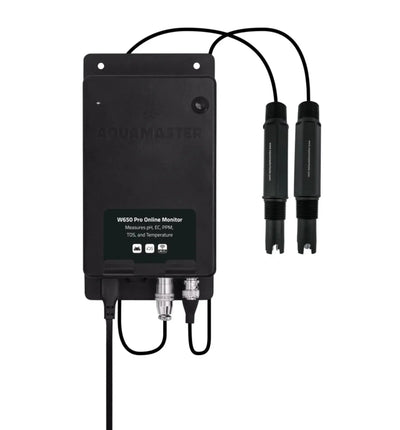 Aquamaster Tools W650 Pro Online pH, EC, PPM, TDS, Temperatur-Messgerät mit Inline-Sonden für kontinuierliche Wasseranalyse