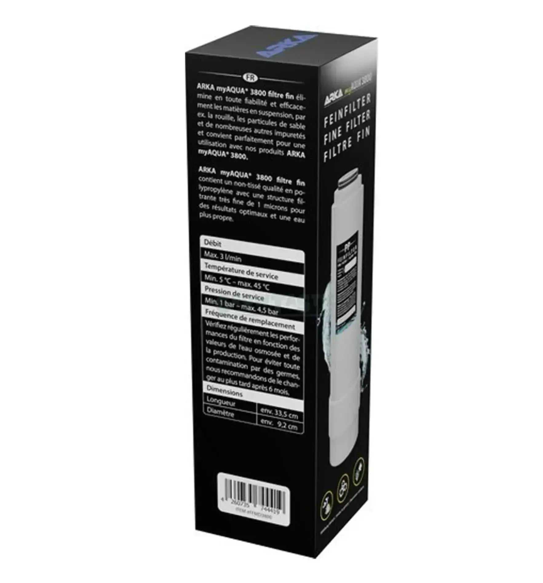 ARKA myAQUA® 3800 Wechselfilter für Osmoseanlage, Kohlefilter, sichtbarer Filtereinsatz in der ARKA Osmoseanlage