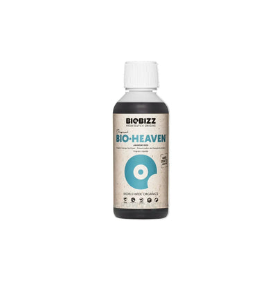 BioBizz Bio Heaven Stoffwechselstimulator in 250 ml Flasche, organischer Dünger für Pflanzen, sichtbar auf der Verpackung