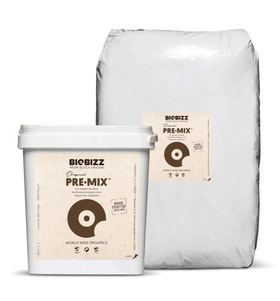 BioBizz Pre Mix Dünger in 5-Liter-Flasche, organischer BioBizz Dünger für gesunde Pflanzen, sichtbar in der Flasche