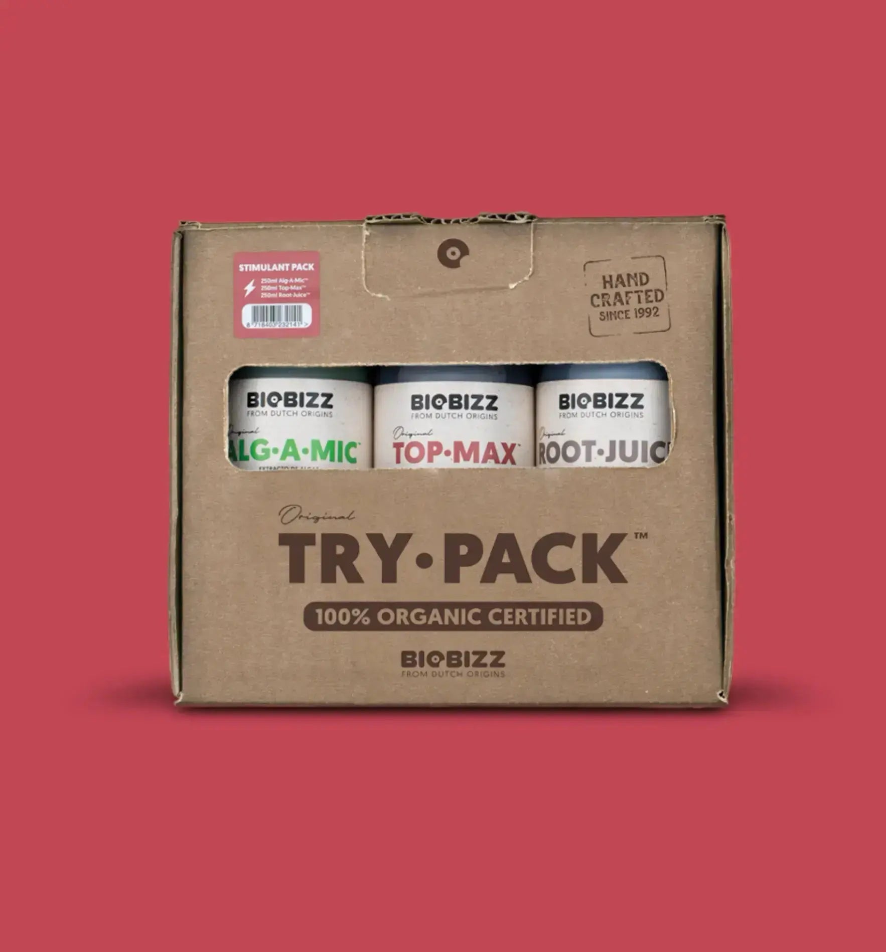 BioBizz Try Pack Stimulants Set mit ILG-A-MIC, TOP-MAX und ROOT-JUICE für Pflanzenpflege.