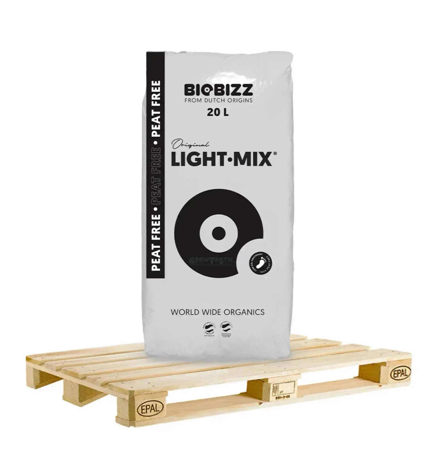 BioBizz Light Mix® Substrat, 20 Liter, frei von Torf, ideal für nachhaltiges Gärtnern, biologisch abbaubar, hochwertige Pflanzenstütze