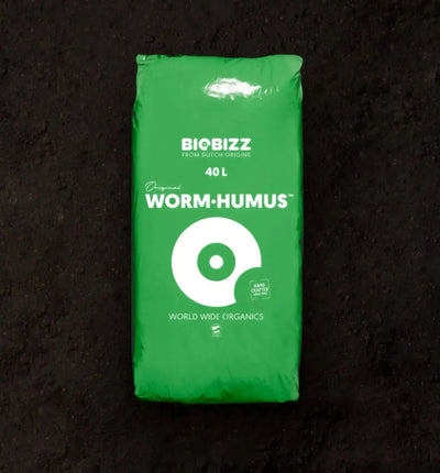 BioBizz Wurm Humus, organischer Substratverbesserer in 40-Liter-Sack, für gesunden Boden und Pflanzenwachstum.