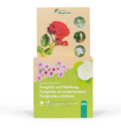 Biocontrol & Biogarten RosaSan und RosaForte Power Duo gegen echten Mehltau, biologischer Pflanzenschutz für gesunde Pflanzen.