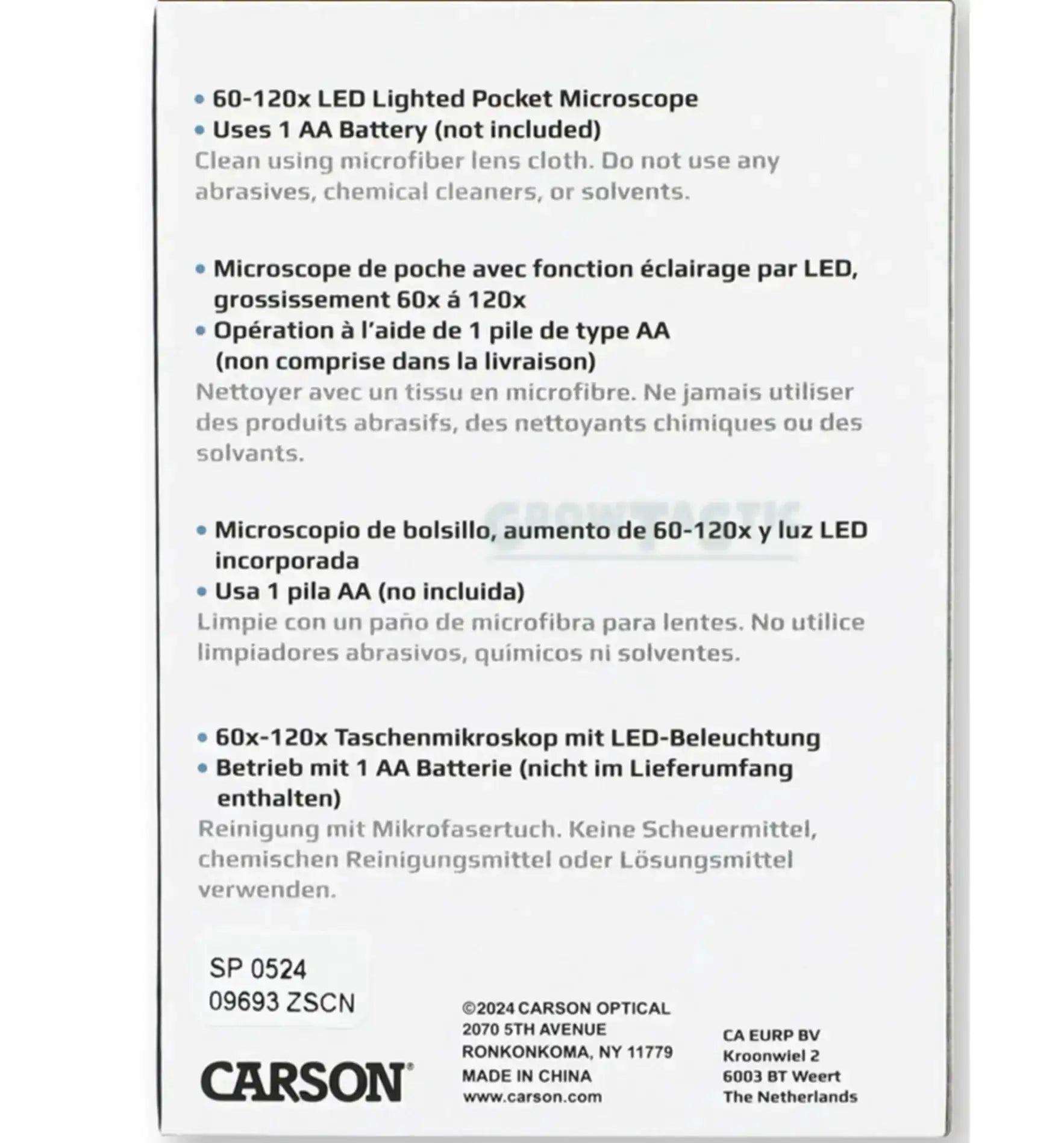 Carson MicroBrite Plus Taschenmikroskop mit LED-Beleuchtung, 60-120x Vergrößerung, tragbares Mikroskop für Mikrowelten