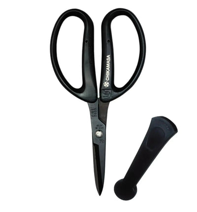 Chikamasa Schere CRI-360SFBK mit schwarzem Griff, scharfe Klingen für präzientes Schneiden, ideal für Gartenarbeit und Schneidarbeiten