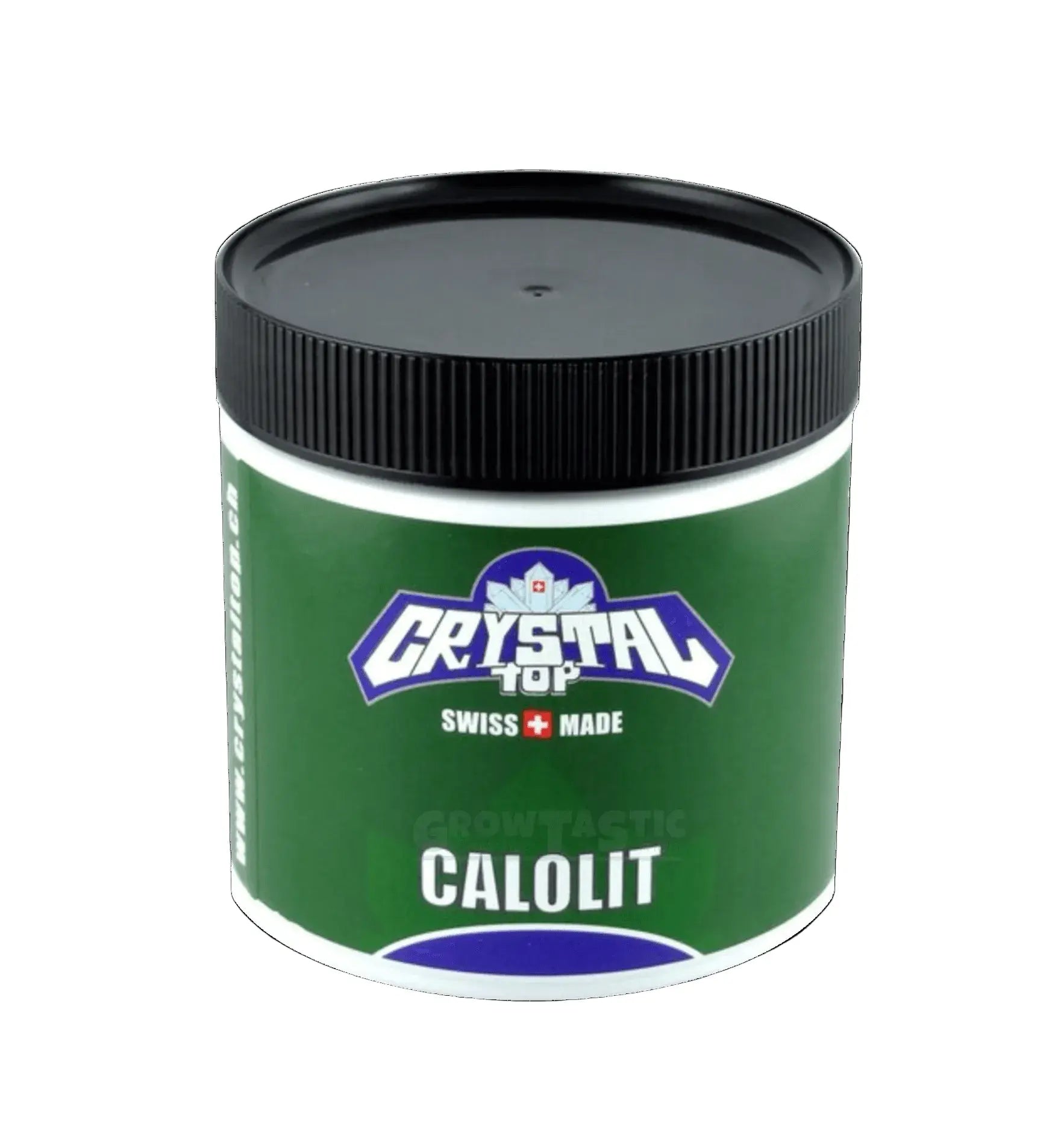 Calolit von Crystal Top, Schweizer Produkt in einem grünen Behälter für optimale Ergebnisse im Growshop.