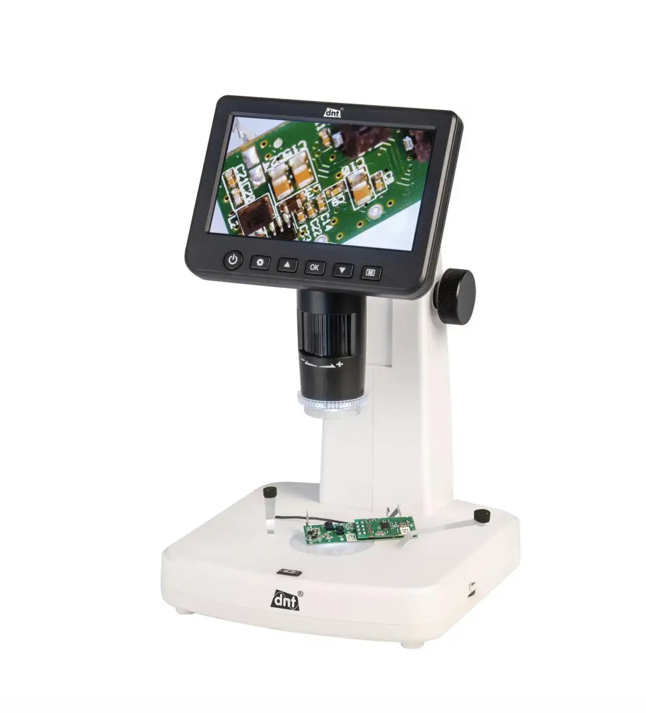 dnt Mikroskop Digital UltraZoom PRO mit 5" IPS-Farbdisplay und LED-Beleuchtung für detailreiche Analysen.