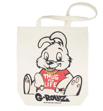 G-Rollz Tote Bag mit Pet-Design, Maße 42x38cm, robuste Tragetasche aus Stoff mit buntem Reggae- und Hundemotiv