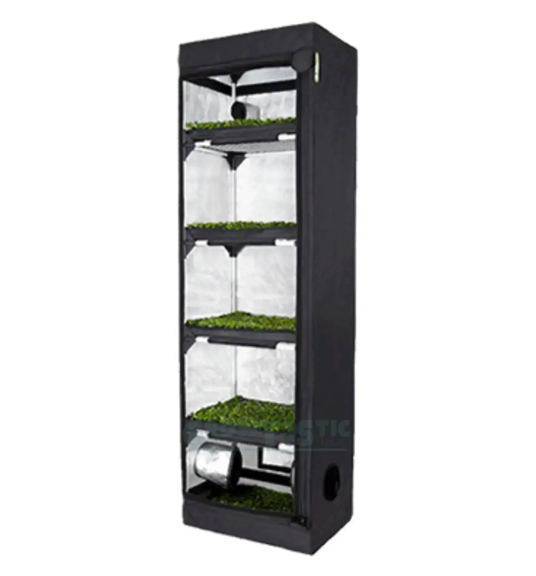 Mehrlagiger Garden Highpro Box Propagator in Growbox-Format, mit transparenten Abdeckungen und Lüftungsöffnungen für Pflanzenanzucht.
