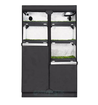Mehrlagiger Garden Highpro Box Propagator in Growbox-Format, mit transparenten Abdeckungen und Lüftungsöffnungen, ideal für Pflanzenanzucht.