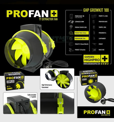 Garden Highpro GHP Grow Kit 100, komplettes Anzuchtsystem mit Wachstumslichtern und Zubehör für gesunde Pflanzen.