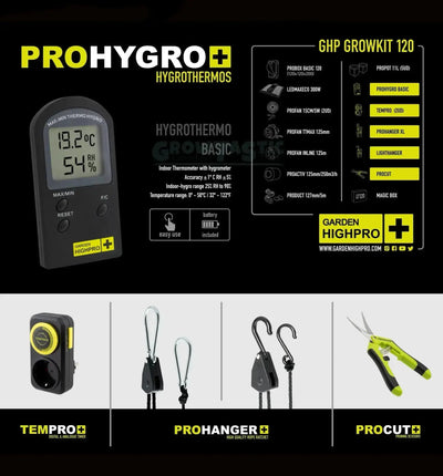 Garden Highpro GHP Grow Kit 100, komplettes Anbausystem mit Töpfen, Zubehör und Nährstoffen für den Indoor-Garten.