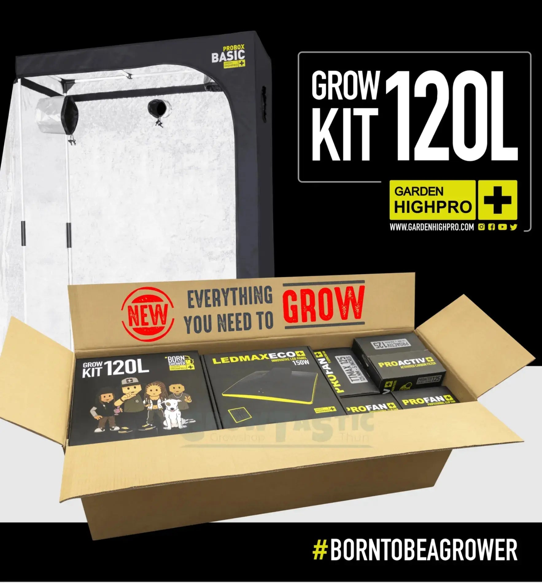 Garden Highpro Grow Kit 120L, komplettes Anbausystem mit 120-Liter-Container für optimale Pflanzenzucht, von Garden Highpro GHP