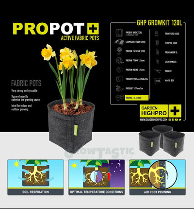 Garden Highpro GHP Grow Kit 120L, komplettes Hydrokultursystem mit Schläuchen und Behälter, für den Indoor-Garten.