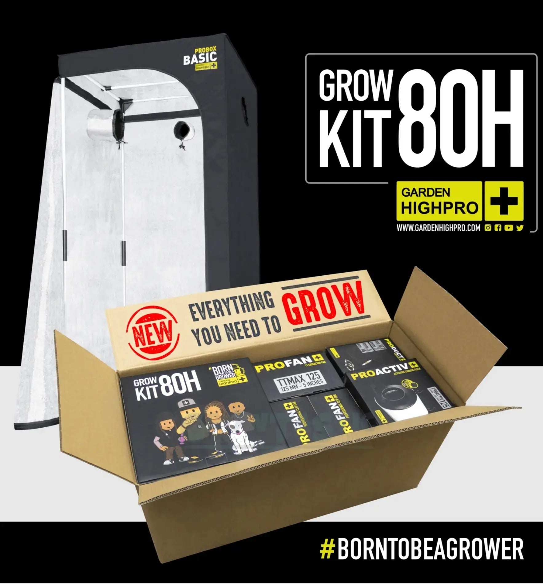 Garden Highpro Grow Kit 80H, komplettes Grow-System für Pflanzen, inklusive Beleuchtung und Zubehör, von Garden Highpro GHP