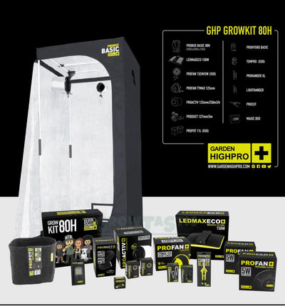 Garden Highpro GHP Grow Kit 80H Komplettsystem mit Anbaumodul, Lüftung und Zubehör für Indoor-Gartenanbau