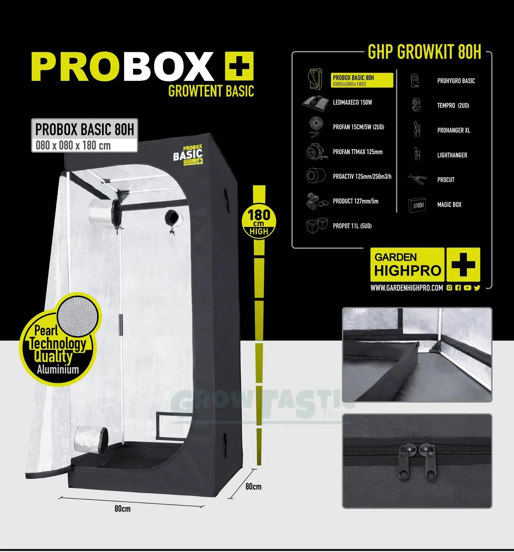Garden Highpro Grow Kit 80H, komplettes Grow-System mit Beleuchtung und Zubehör für den Gartenanbau, von Garden Highpro GHP