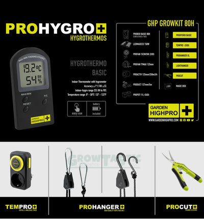 Garden Highpro GHP Grow Kit 80H Komplettsystem mit Beleuchtung und Zubehör für Indoor-Gartenanbau
