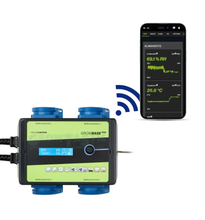 GrowControl Growbase Pro Wifi Swiss Edition Steuergerät für präzise Pflanzensteuerung, mit WiFi-Funktion und modernem Design.