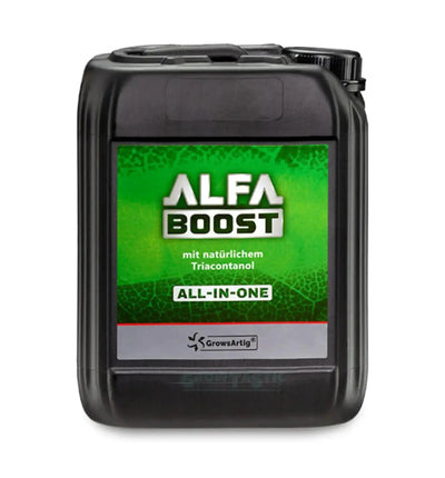 GrowsArtig Alfa Boost All-in-One Pflanzenstärkungsmittel in 250 ml Flasche, fördert das Wachstum gesunder Pflanzen.